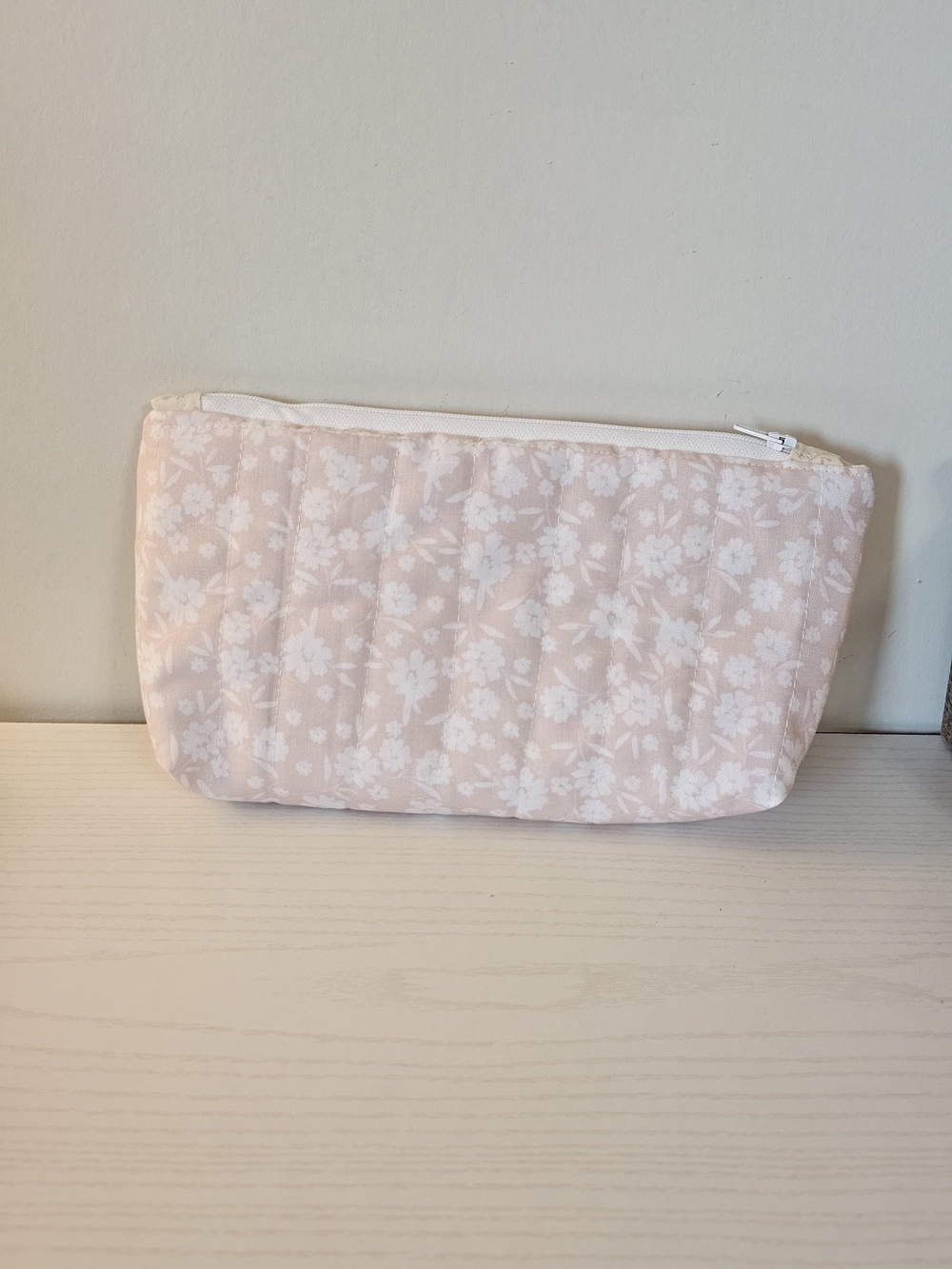 Handmade Floral Quilted Pink Cosmetic Pouch